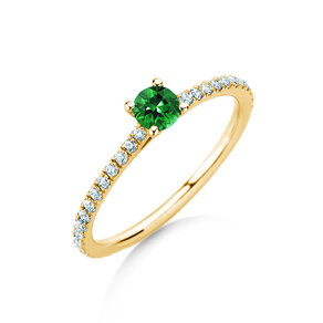 Verlobungsring Bright in 14K Gelbgold mit Smaragd 0,20ct und Diamanten 0,27ct