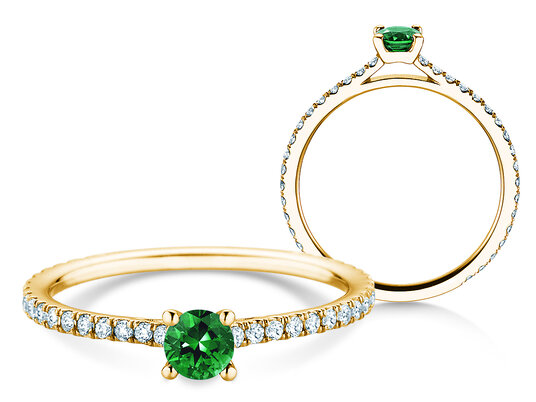 Verlobungsring Bright in 9K Weißgold mit Smaragd 0,20ct und Diamanten 0,27ct