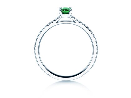 Verlobungsring Bright in 9K Weißgold mit Smaragd 0,20ct und Diamanten 0,27ct