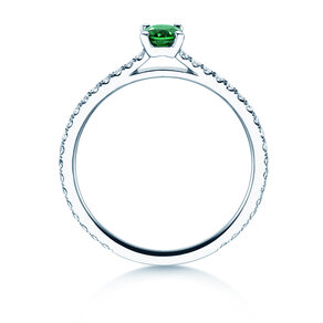 Verlobungsring Bright in 9K Weißgold mit Smaragd 0,20ct und Diamanten 0,27ct