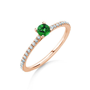 Verlobungsring Bright in 14K Roségold mit Smaragd 0,20ct und Diamanten 0,27ct