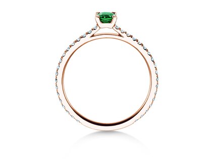 Verlobungsring Bright in 14K Roségold mit Smaragd 0,20ct und Diamanten 0,27ct