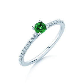 Verlobungsring Bright in 9K Weißgold mit Smaragd 0,20ct und Diamanten 0,27ct