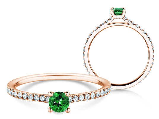 Verlobungsring Bright in 9K Weißgold mit Smaragd 0,20ct und Diamanten 0,27ct