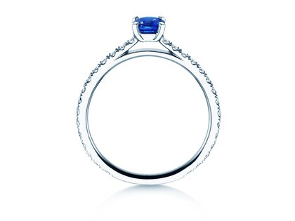 Verlobungsring Bright in 14K Weißgold mit Saphir 0,50ct und Diamanten 0,36ct