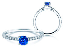 Verlobungsring Bright in 18K Weißgold mit Saphir 0,50ct und Diamanten 0,36ct