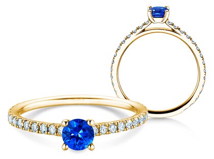 Verlobungsring Bright in 18K Gelbgold mit Saphir 0,50ct und Diamanten 0,36ct