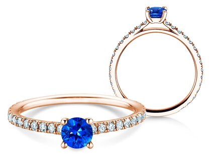 Verlobungsring Bright in 14K Roségold mit Saphir 0,50ct und Diamanten 0,36ct