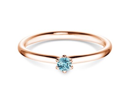 Verlobungsring Classic Colour in 9K Roségold mit Blautopas 0,10ct