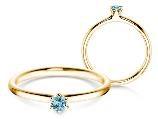 Verlobungsring Classic Colour in 14K Gelbgold mit Blautopas 0,05ct