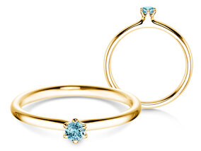 Verlobungsring Classic Colour in 14K Gelbgold mit Blautopas 0,10ct