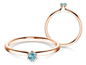 Verlobungsring Classic Colour in 14K Roségold mit Blautopas 0,10ct