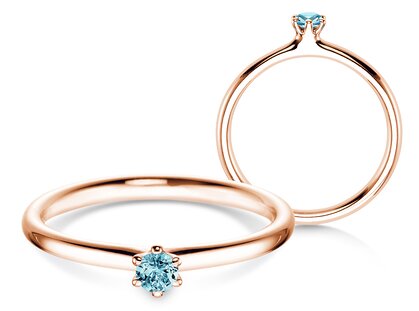 Verlobungsring Classic Colour in 9K Roségold mit Blautopas 0,10ct
