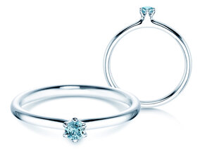 Verlobungsring Classic Colour in 14K Weißgold mit Blautopas 0,10ct