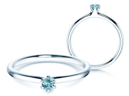 Verlobungsring Classic Colour in Platin 950/- mit Blautopas 0,05ct