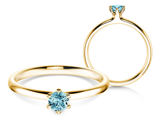 Verlobungsring Classic Colour in 14K Gelbgold mit Blautopas 0,25ct