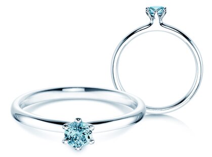 Verlobungsring Classic Colour in 14K Weißgold mit Blautopas 0,25ct