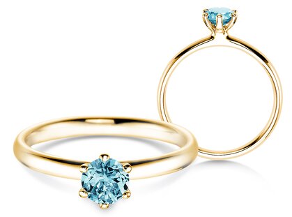 Verlobungsring Classic Colour in 9K Gelbgold mit Blautopas 0,50ct