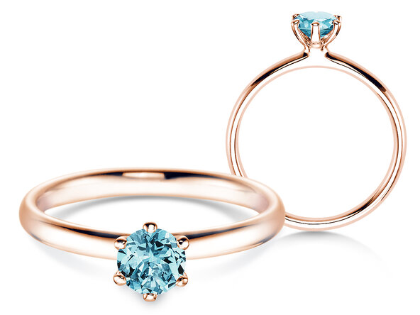 Verlobungsring Classic Colour in 9K Roségold mit Blautopas 0,50ct