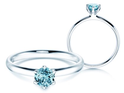 Verlobungsring Classic Colour in 9K Weißgold mit Blautopas 0,50ct