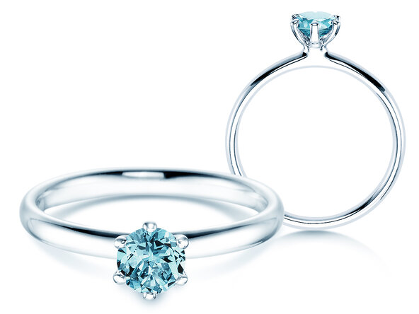 Verlobungsring Classic Colour in 9K Weißgold mit Blautopas 0,50ct