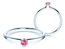 Verlobungsring Classic Colour in Silber 925/- mit Pinker Turmalin 0,05ct