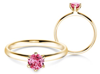 Verlobungsring Classic Colour in 9K Gelbgold mit Pinker Turmalin 0,50ct