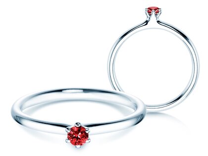 Verlobungsring Classic Colour in 9K Weißgold mit Rubin 0,05ct