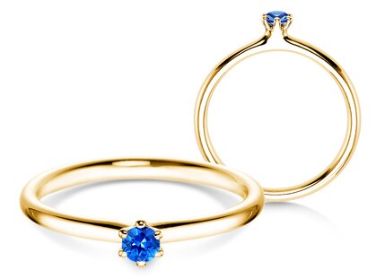 Verlobungsring Classic Colour in 9K Gelbgold mit Saphir 0,05ct