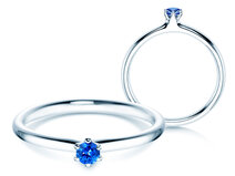 Verlobungsring Classic Colour in 18K Weißgold mit Saphir 0,05ct
