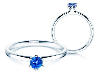 Verlobungsring Classic Colour in Silber 925/- mit Saphir 0,15ct