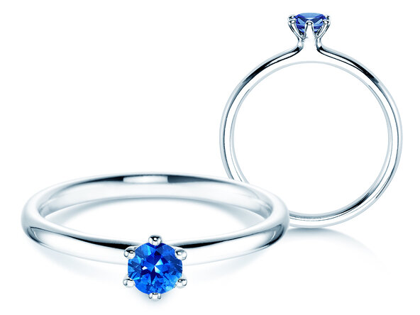 Verlobungsring Classic Colour in 14K Weißgold mit Saphir 0,25ct