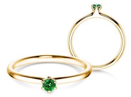 Verlobungsring Classic Colour in 14K Gelbgold mit Smaragd 0,05ct