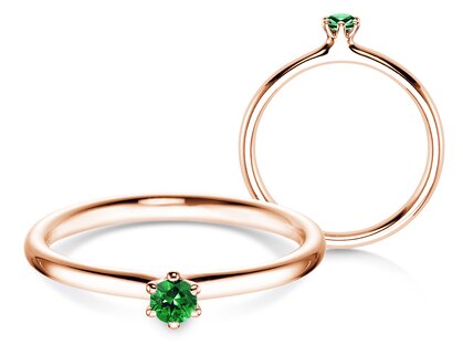 Verlobungsring Classic Colour in 14K Roségold mit Smaragd 0,05ct