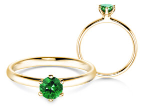 Verlobungsring Classic Colour in 9K Gelbgold mit Smaragd 0,50ct