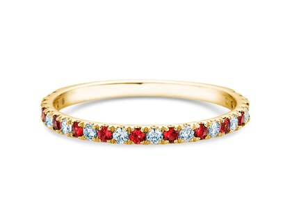 Verlobungsring Dusk mit Diamant und Farbedelstein in 14K Gelbgold mit Rubin 0,19ct und Diamanten 0,19ct