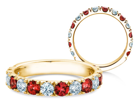 Verlobungsring Dusk mit Diamant und Farbedelstein in Gelbgold