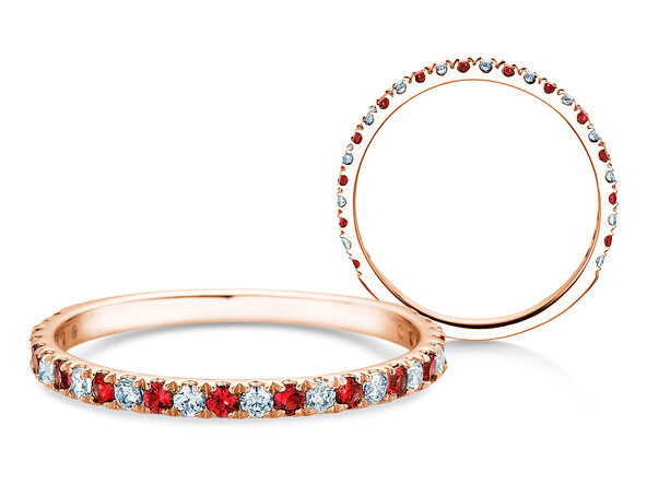 Verlobungsring Dusk mit Diamant und Farbedelstein in 14K Roségold mit Rubin 0,19ct und Diamanten 0,19ct