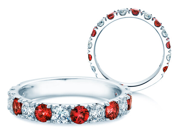 Verlobungsring Dusk mit Diamant und Farbedelstein in Weißgold