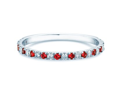 Verlobungsring Dusk mit Diamant und Farbedelstein in 9K Weißgold mit Rubin 0,19ct und Diamanten 0,19ct