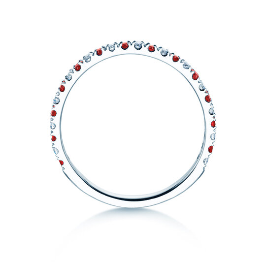 Verlobungsring Dusk mit Diamant und Farbedelstein in 9K Weißgold mit Rubin 0,19ct und Diamanten 0,19ct