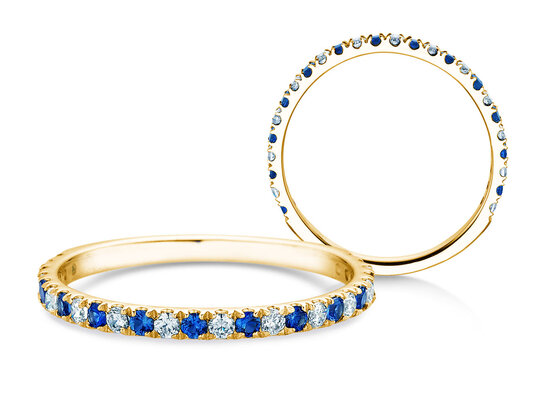 Verlobungsring Dusk mit Diamant und Farbedelstein in 9K Weißgold mit Saphir 0,19ct und Diamanten 0,19ct