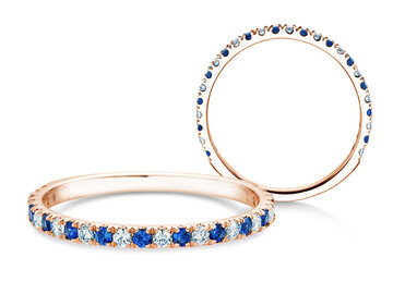 Verlobungsring Dusk mit Diamant und Farbedelstein in 9K Weißgold mit Saphir 0,19ct und Diamanten 0,19ct