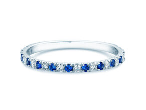 Verlobungsring Dusk mit Diamant und Farbedelstein in 14K Weißgold mit Saphir 0,19ct und Diamanten 0,19ct