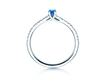Geburtsstein-Ring Glow Pavé September in 9K Weißgold mit Saphir 0,25ct und Diamanten 0,09ct