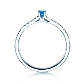 Geburtsstein-Ring Glow Pavé September in 9K Weißgold mit Saphir 0,25ct und Diamanten 0,09ct