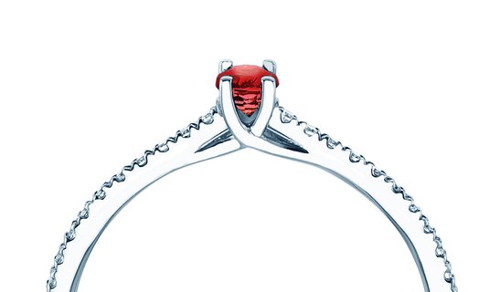 Geburtsstein-Ring Glow Pavé Juli in 9K Weißgold mit Rubin 0,25ct und Diamanten 0,09ct