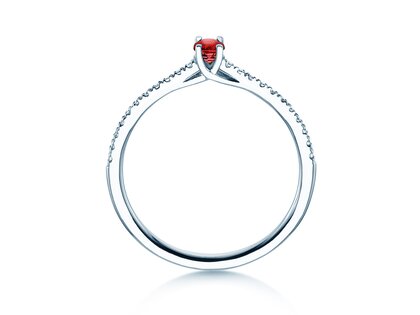 Geburtsstein-Ring Glow Pavé Juli in 9K Weißgold mit Rubin 0,25ct und Diamanten 0,09ct