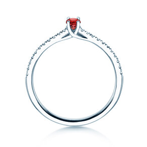 Geburtsstein-Ring Glow Pavé Juli in 9K Weißgold mit Rubin 0,25ct und Diamanten 0,09ct