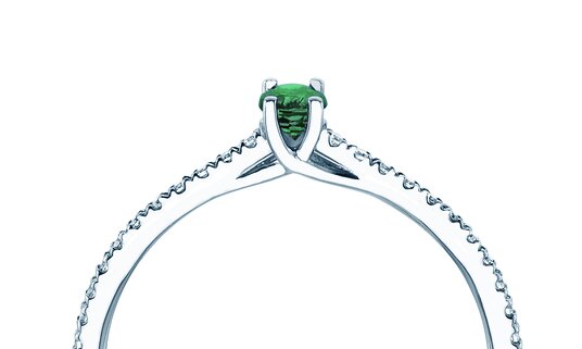 Geburtsstein-Ring Glow Pavé Mai in 9K Weißgold mit Smaragd 0,25ct und Diamanten 0,09ct